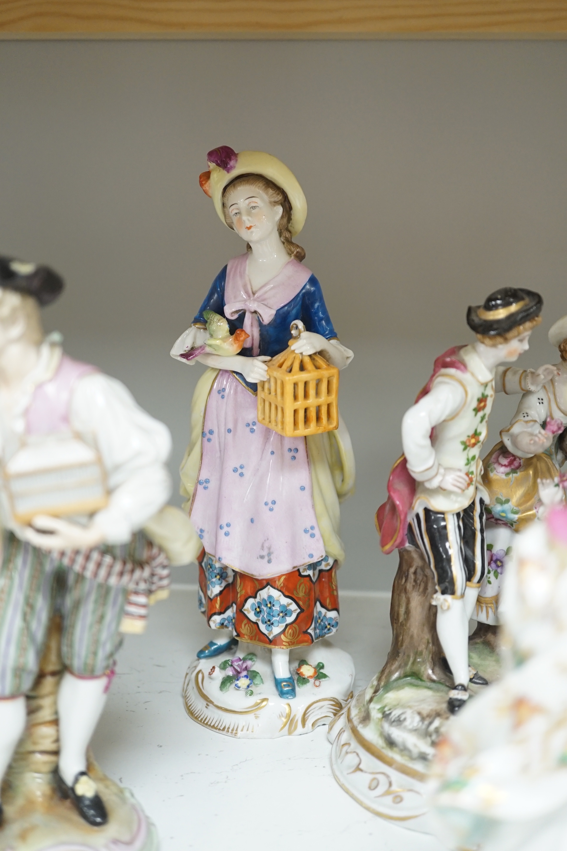 A group of mixed Continental figure groups, by Sitzendorf, etc. tallest 23.5cm (9)